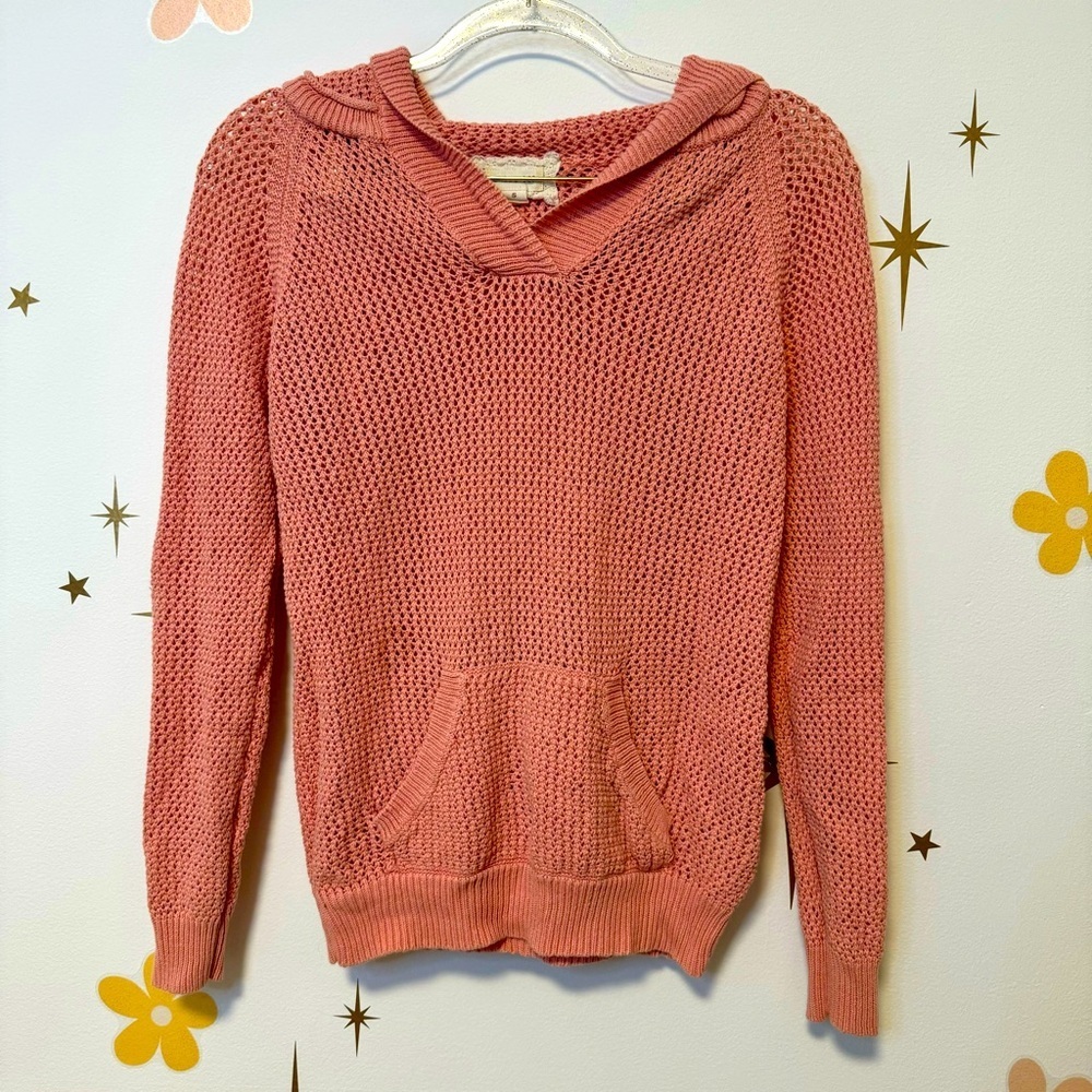 Crochet Women’s Pullover Hoodie Coral Pink